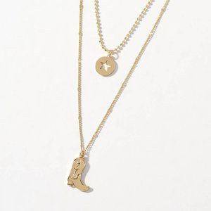 ✨ Adorable Golden Cowboy Boot & Star Charm Layered Necklace ✨